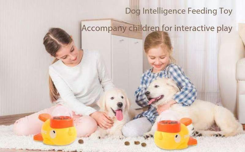 Dog Interactive Treat Dispenser Toy, Food Puzzle Slow Feeder (Yellow)