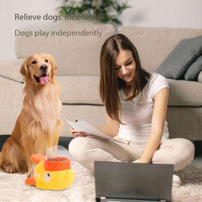 Dog Interactive Treat Dispenser Toy, Food Puzzle Slow Feeder (Yellow)