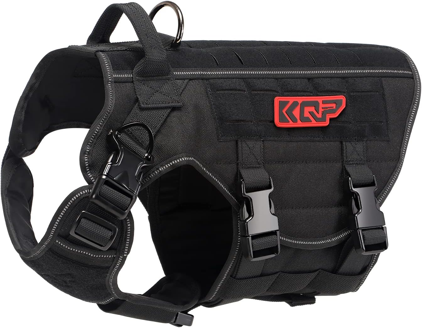 Tactical Dog Harness, No Pull Dog Harness, Military Dog Vest with Adjustable Metal Clips, Reflective Dog Harness for Large Medium Small Dogs, Service Dog Walking Training