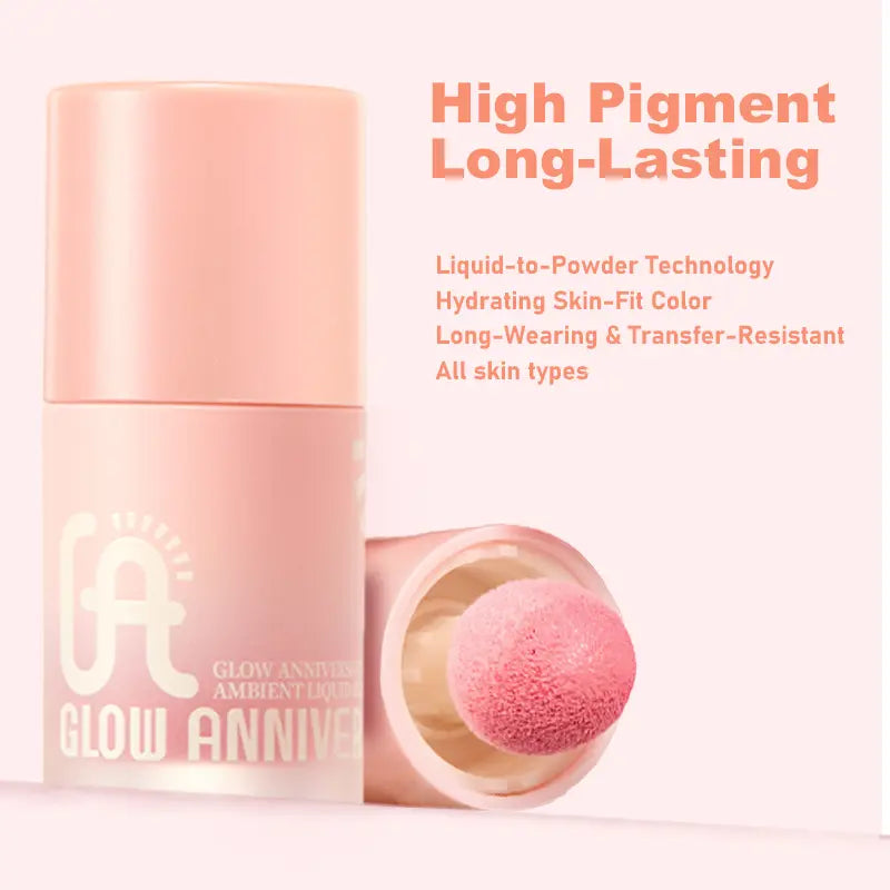 Clearance Glow Anniversary Liquid Blush with Built-In Sponge, Natural Flush Cheek Tint, Long Lasting Dewy Blush, Free Makeup Puff Included