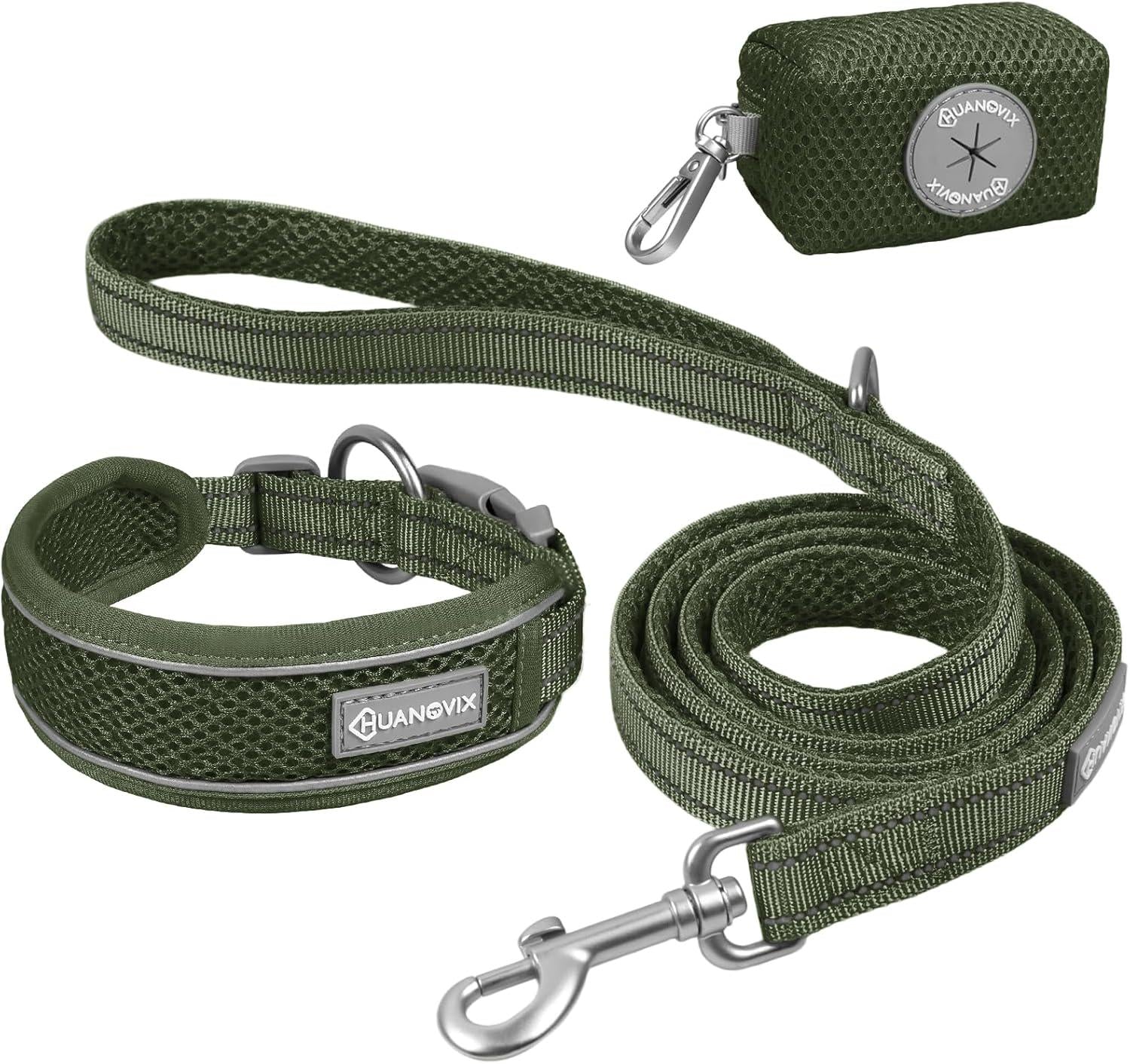 PU Leather Dog Collar & Leash Set, Limited Stock Clearance Sale