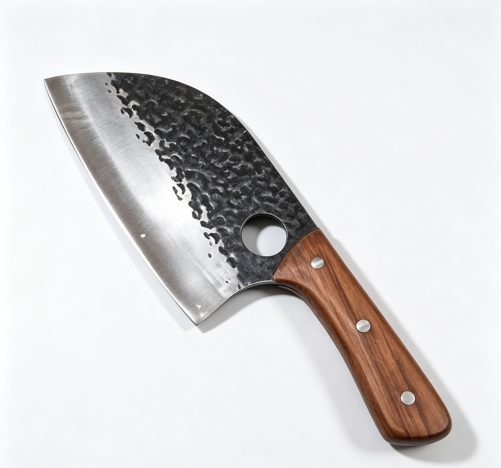 Household Chopping Knife With Finger Ring Ergonomic Red Sandalwood Handle Kitchen Cleaver Bulk Supply