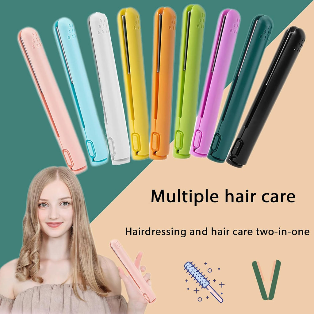 Overstock Bargain 601 Mini 2 In 1 Hair Straightener Curler, Portable Dual Use Flat Iron With Storage Case Wholesale
