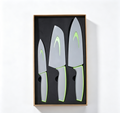 Multi-size 3pcs Kitchen Knife Set Grey Green Handle Stainless Steel Cooking Knives Wholesale