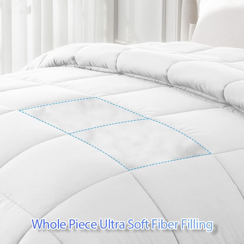 MATBEBY Comforter Duvet Insert - All Season White, King Size - Quilted Down Alternative Bedding with Corner Tabs - Fluffy Soft - Machine Washable