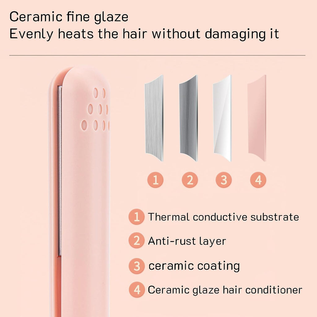 Overstock Bargain 601 Mini 2 In 1 Hair Straightener Curler, Portable Dual Use Flat Iron With Storage Case Wholesale