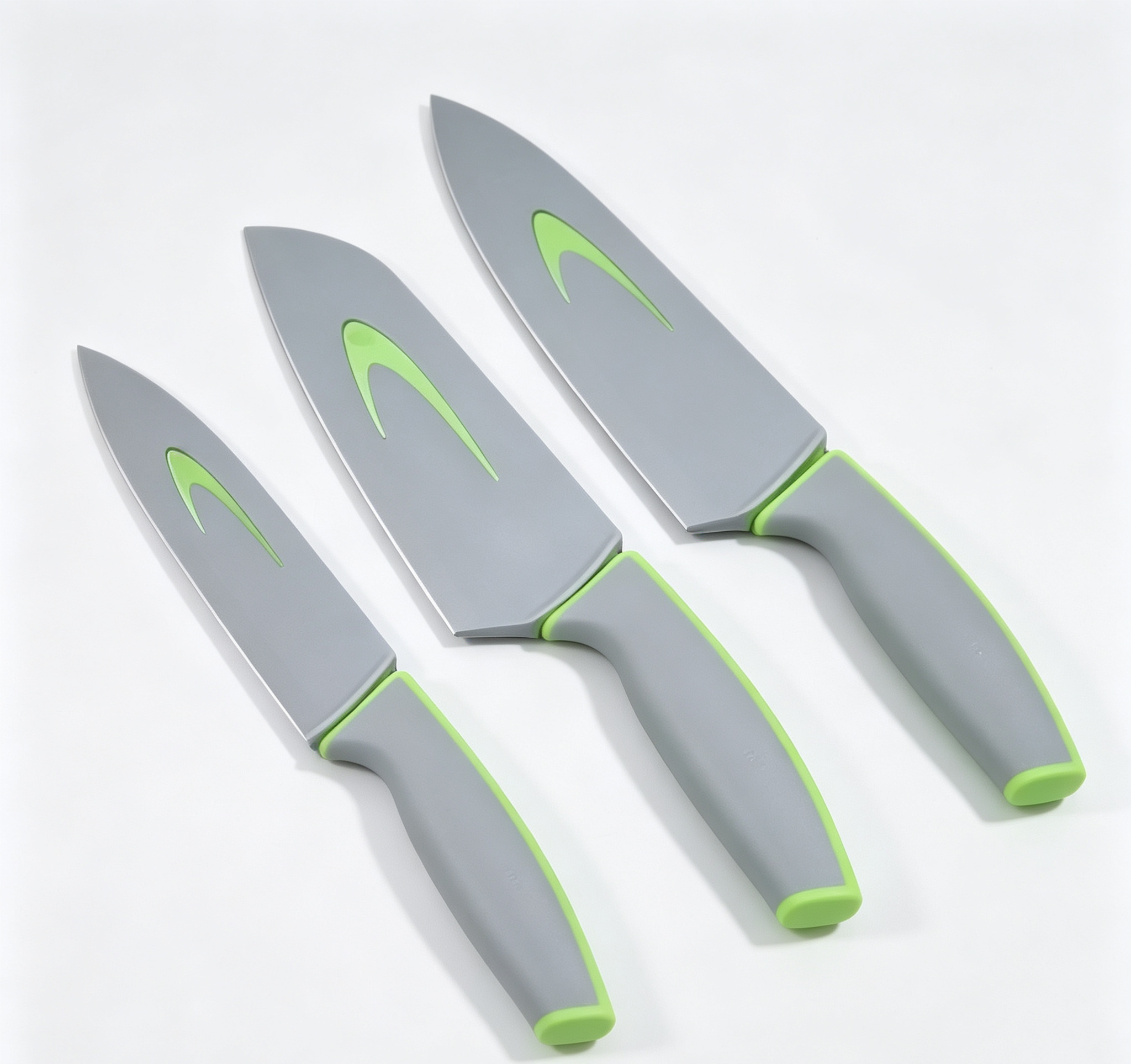 Multi-size 3pcs Kitchen Knife Set Grey Green Handle Stainless Steel Cooking Knives Wholesale
