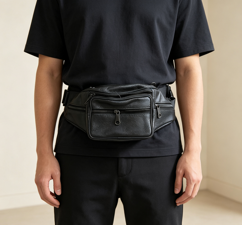 Wear‑Resistant Real Leather Waist Bag Compact Storage Fanny Pack For Outdoor Travel Daily Commute Bulk Stock