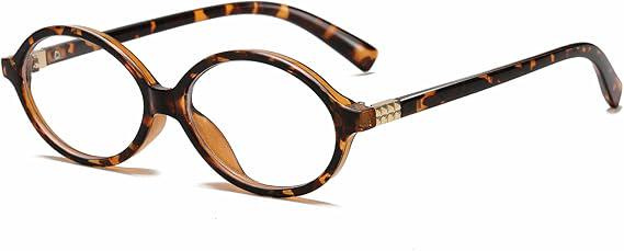 Breaksun Fashionable Elliptical Glasses for Women and Men. Retro Round Tortoise Shell Frame Blue Light Glasses,