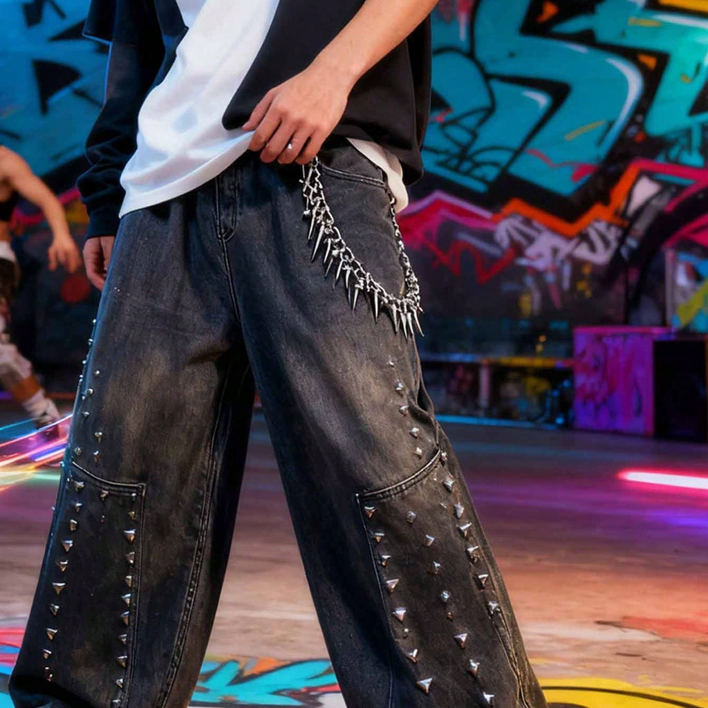 Multi Color Punk Spike Waist Chain Clearance, Gothic Rivet Spiked Body Belt, Edgy Rock Heavy Metal Statement Waist Belt for Skirt Jeans Concert