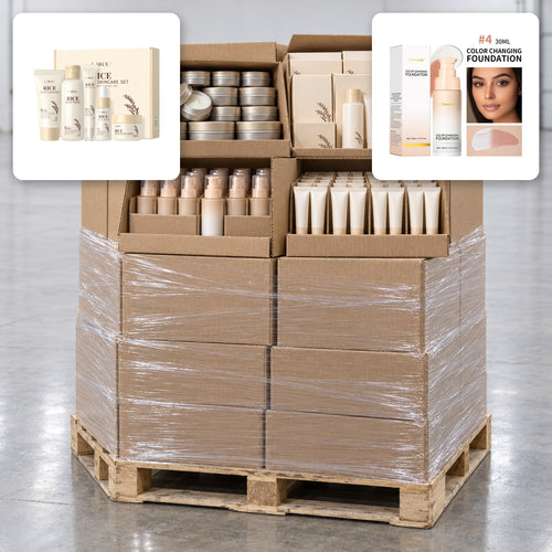 Beauty Closeout – 2 Pallets: Hair Wax, Skincare Sets, Foundation, ~2,500 pcs – pallet