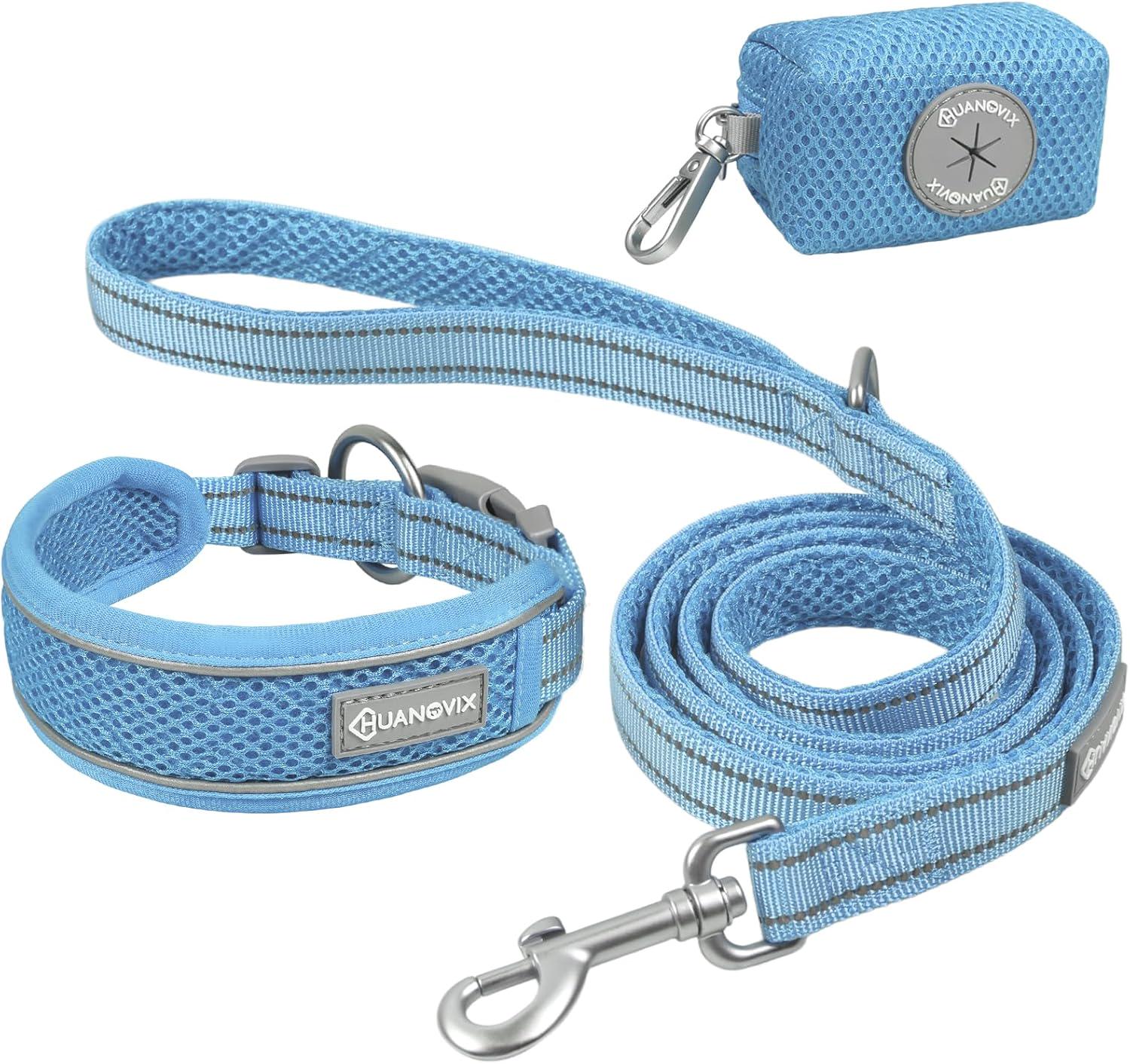 PU Leather Dog Collar & Leash Set, Limited Stock Clearance Sale