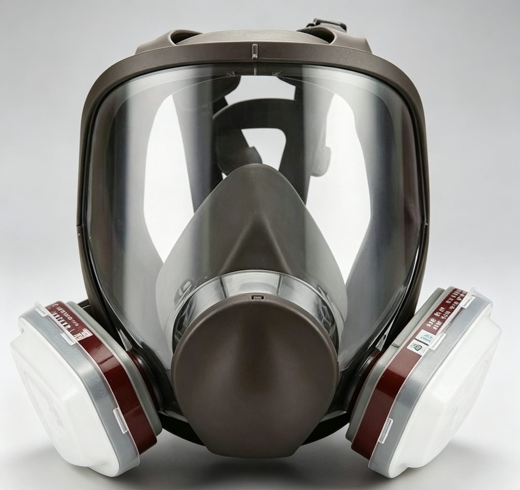 Full Face Chemical Respirator Mask Wide View Anti Gas Dust Protective Mask With Replaceable Filters