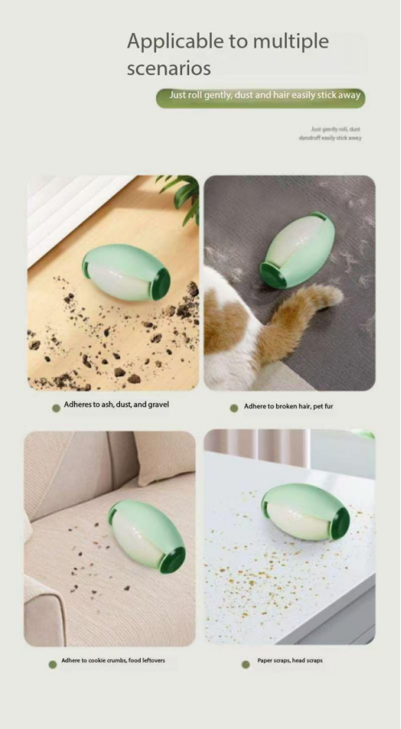Goat egg-shaped device for removing hair from clothing. Powerful tool for removing hair from pets. Portable device for cleaning up pet hair and removing excess hair.