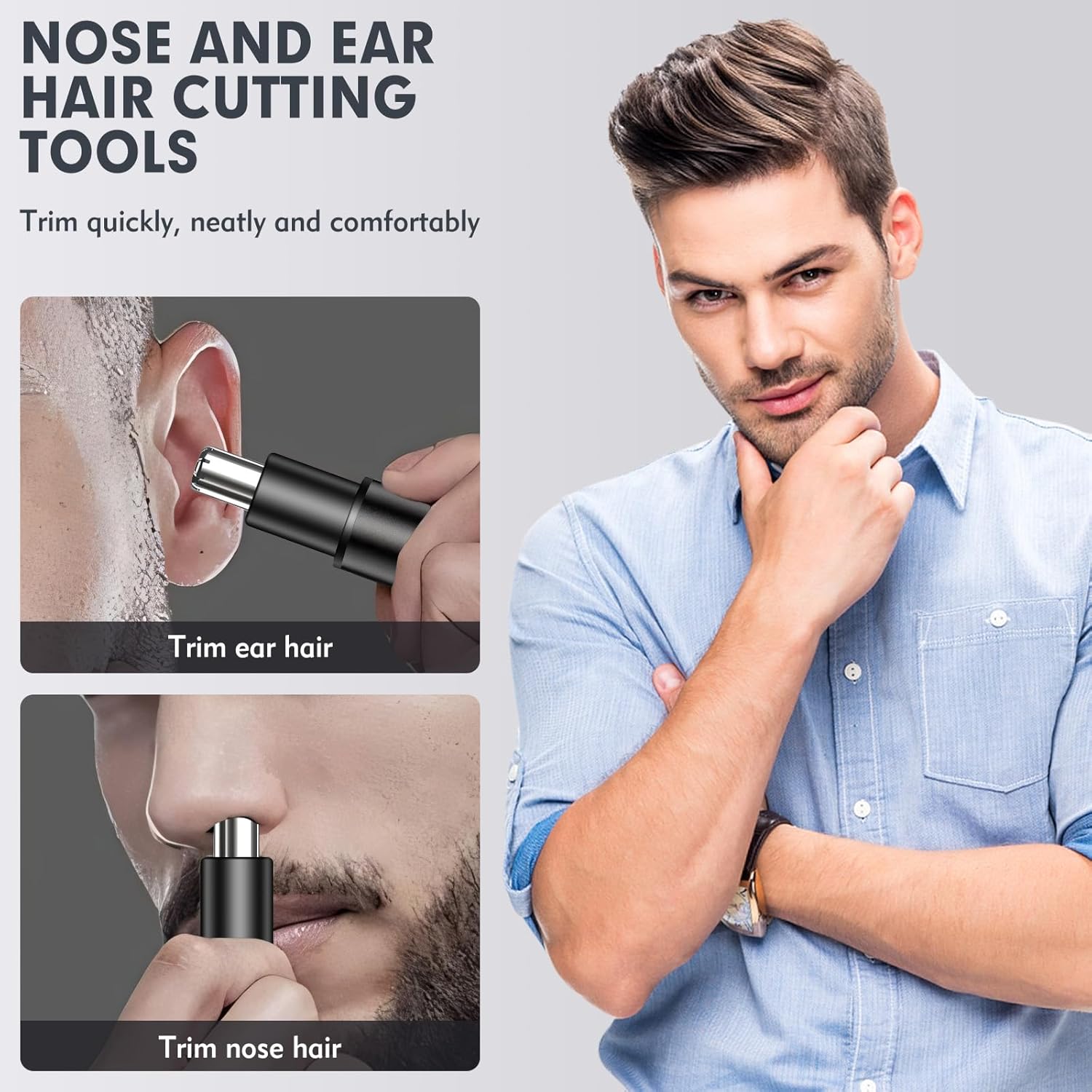 Clearance Stock 6Pcs USB Rechargeable Nose Hair Trimmer, Portable Electric Nasal Hair Shaver Detachable Washable Head Wholesale Liquidation