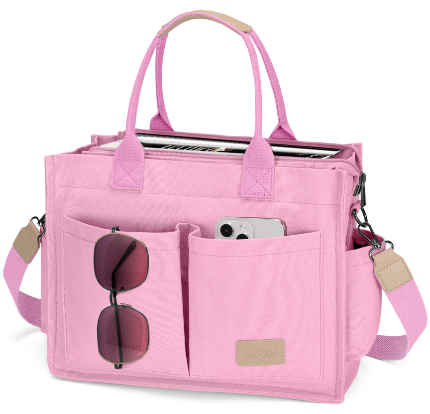 Mixed Sizes & Colors Surplus 1396Pcs Multi-Pocket Canvas Tote Bag, Detachable Shoulder Strap Daily Work Handbag Wholesale Liquidation