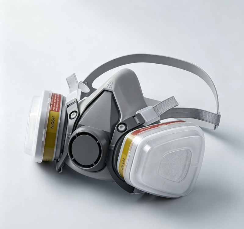 Reusable Full Face Gas Mask Large Visor Anti Organic Vapor Respirator For Painting Welding Work