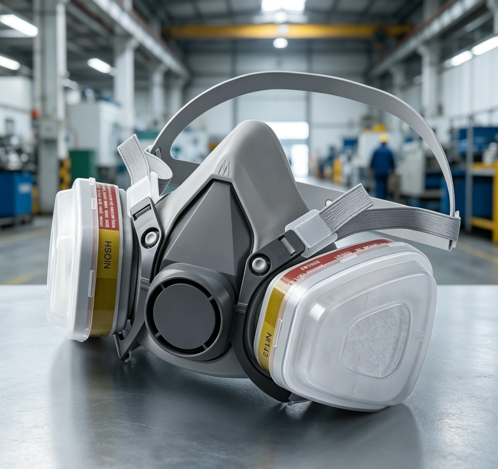 Reusable Full Face Gas Mask Large Visor Anti Organic Vapor Respirator For Painting Welding Work