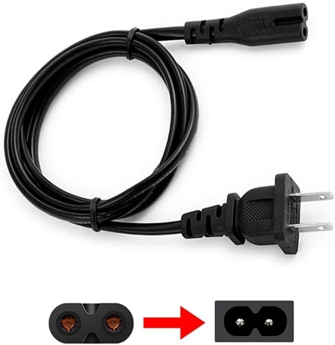 Clearance 2 Prong AC Power Cord, NEMA 1-15P / Chinese 2 Pin Plug to C7 Figure 8 Cable, Universal Replacement Power Supply Cord for Laptop TV Monitor Printer Game Console