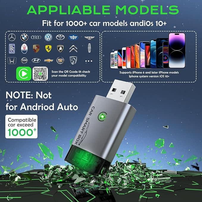 Clearance Wireless CarPlay Adapter USB Smart Box, Wired to Wireless CarPlay Dongle for Factory Wired CarPlay Cars, Plug & Play Auto Connect Car Play Converter