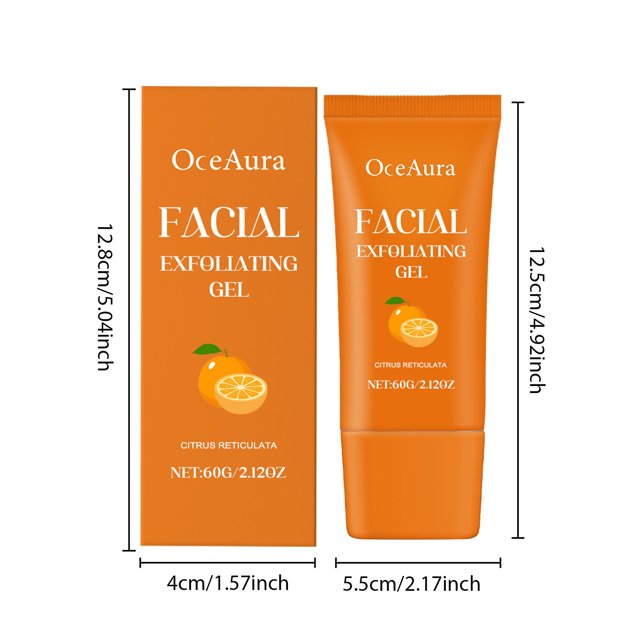 OceAura Citrus Facial Exfoliating Gel Clearance, Natural Fruit Enzyme Mild Peeling Gel, Gentle Dead Skin Remover Brightening Cleansing Exfoliator for All Skin Types 60g