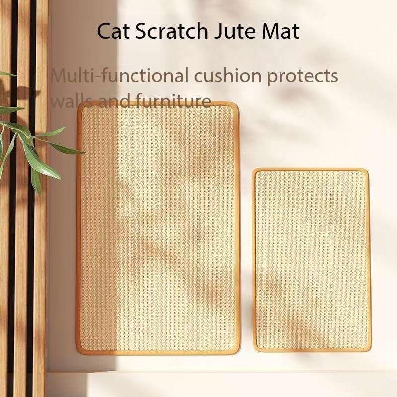 Silk fiber cat litter mat, designed to protect cat claws and paws. Features a cat scratching post for safe scratching, without any residue or debris. Ideal for cats with delicate paws. Real silk fiber material, ensuring durability and comfort for cats.