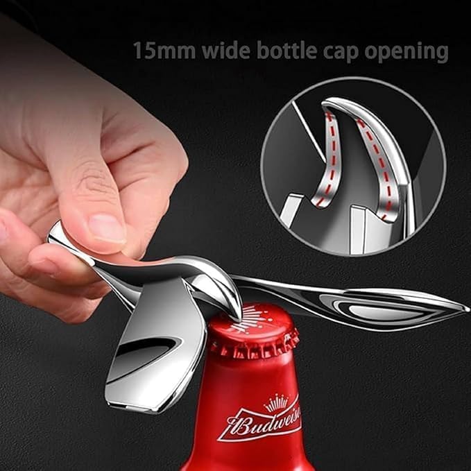 Clearance Balancing Bird Bottle Opener, Stainless Steel Gravity Balance Bird Wine Beer Opener with Metal Cone Stand, Minimalist Table Sculpture Decor Bar Accessory