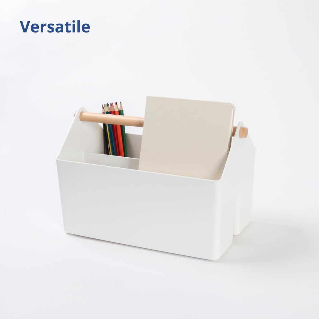 Clearance Wooden Handle Multi-Compartment Desktop Storage Organizer, 286Pcs Wholesale White Office File Cosmetic Storage Box