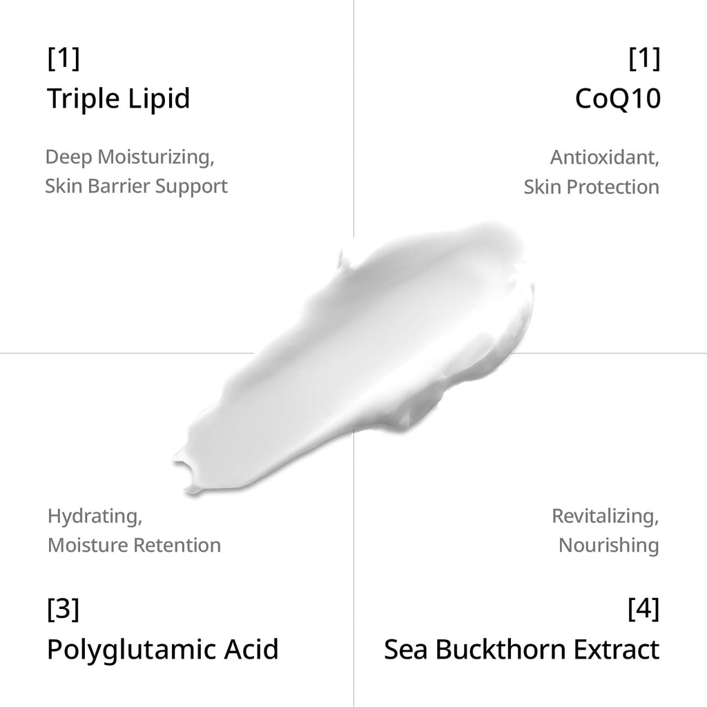Clearance Dēpology Triple Lipid Q10 Moisturizing Cream, Barrier Repair Rejuvenating Face Cream, Anti Stress Hydrating Facial Moisturizer 50ml For Dry Sensitive Skin
