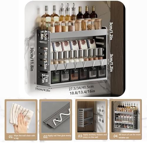 Wall Mount Multi-Tier Spice Rack Organizer, 990pcs Kitchen Seasoning Storage Shelf Clearance Wholesale