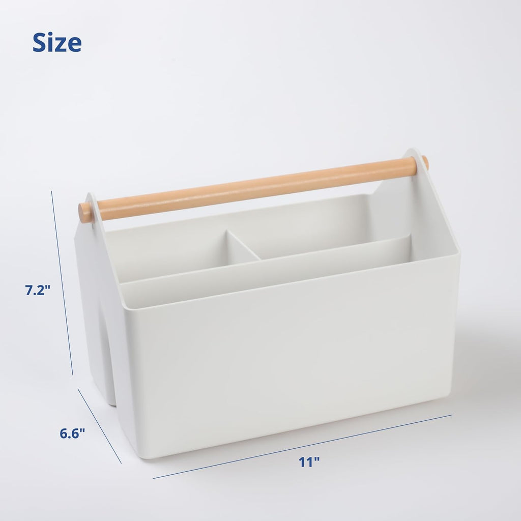 Clearance Wooden Handle Multi-Compartment Desktop Storage Organizer, 286Pcs Wholesale White Office File Cosmetic Storage Box