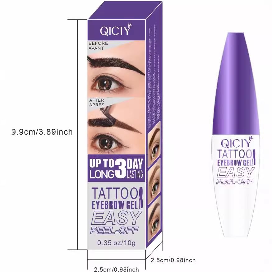 QICIY Peel Off Tattoo Eyebrow Gel Clearance, 3 Days Long Lasting Tint Brow Dye, Waterproof Sweat Resistant Easy Peel Off Eyebrow Tattoo Gel 3 Shades Available 10g