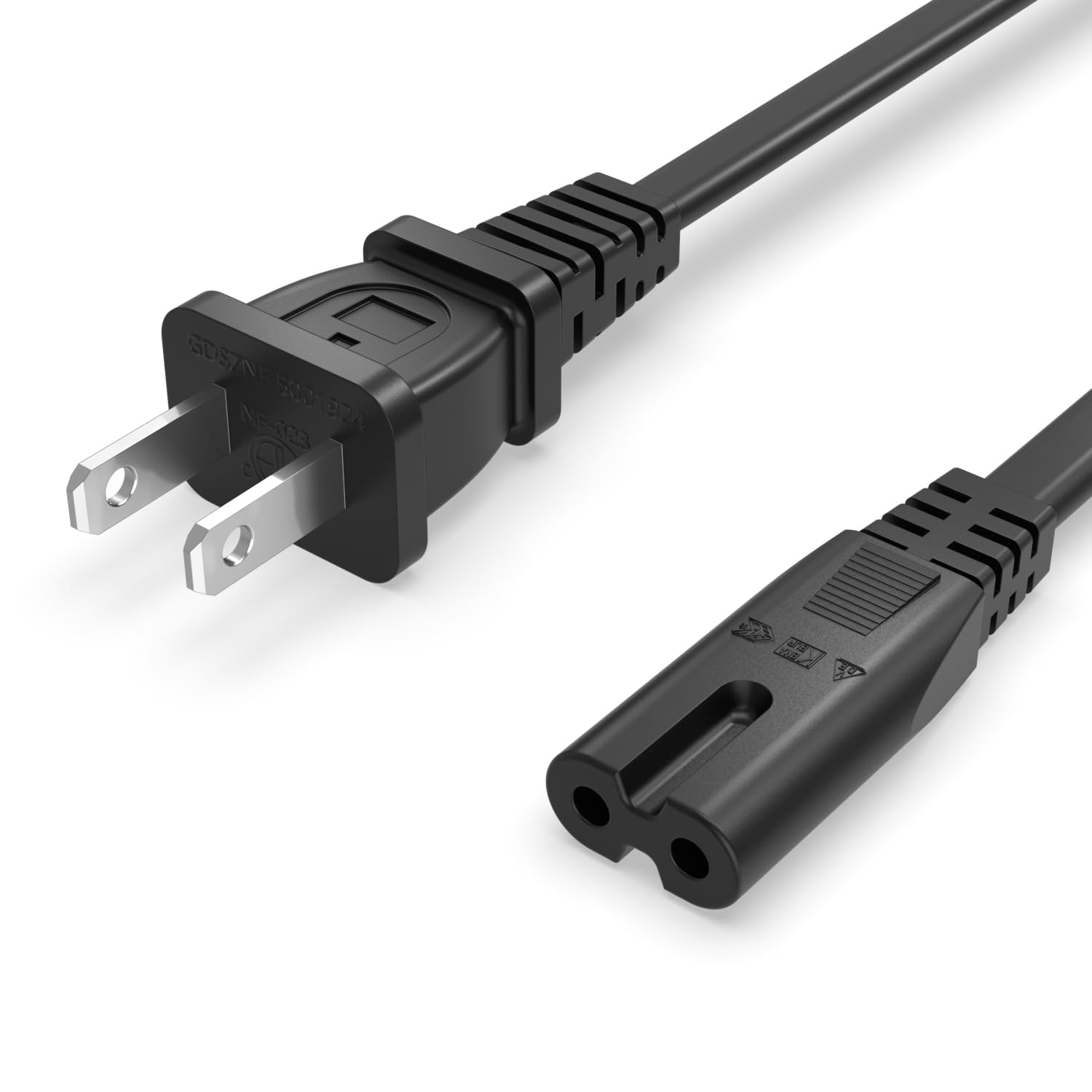 Clearance 2 Prong AC Power Cord, NEMA 1-15P / Chinese 2 Pin Plug to C7 Figure 8 Cable, Universal Replacement Power Supply Cord for Laptop TV Monitor Printer Game Console