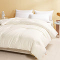 Surplus 660pcs Cream White Recessed Square Embossed Comforter 3 Piece Bedding Set, Soft All Season Textured Bed Quilt Kit
