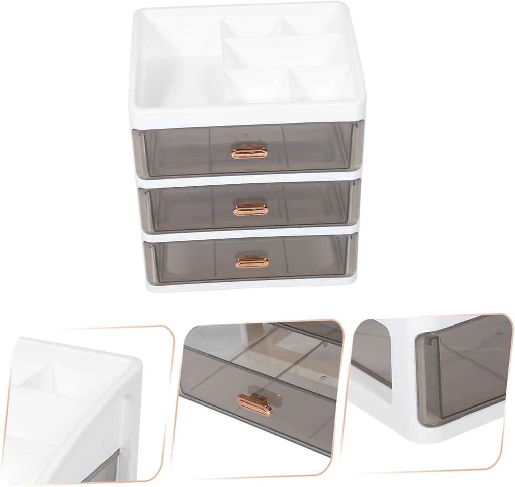 Multi-Grid Top Compartment Makeup Storage Box With Amber Slide Drawer Clearance Stock 871 Mixed Sizes Wholesale