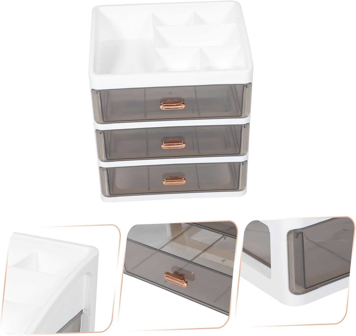 Multi-Grid Top Compartment Makeup Storage Box With Amber Slide Drawer Clearance Stock 871 Mixed Sizes Wholesale