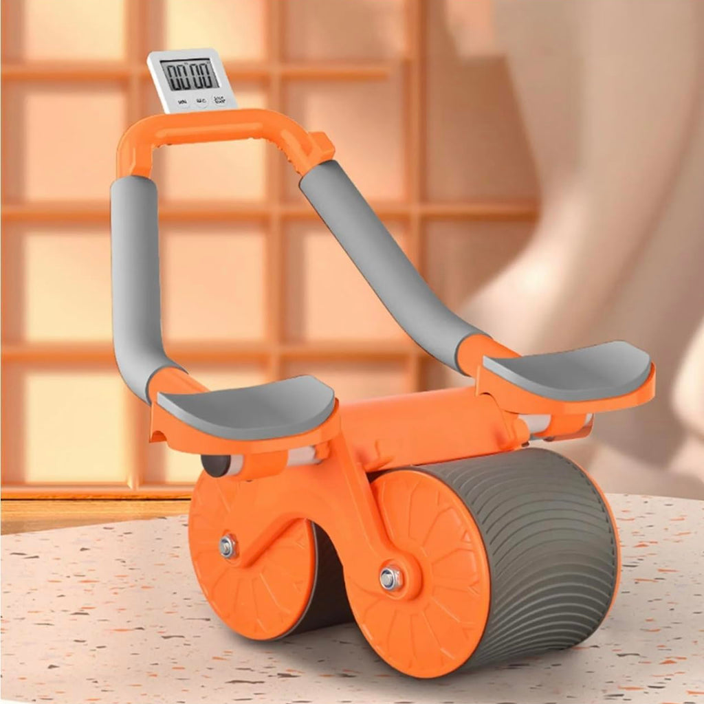 Clearance Elbow Support Ab Roller Wheel with LCD Counter, Automatic Rebound Abdominal Trainer with Knee Pad, Home Core Workout Fitness Equipment