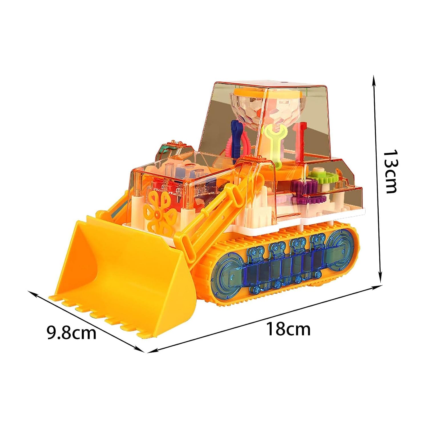 Universal Walking Gear Bulldozer, Light Up Musical Transparent Excavator Truck, Toddler STEM Toy Clearance Stock