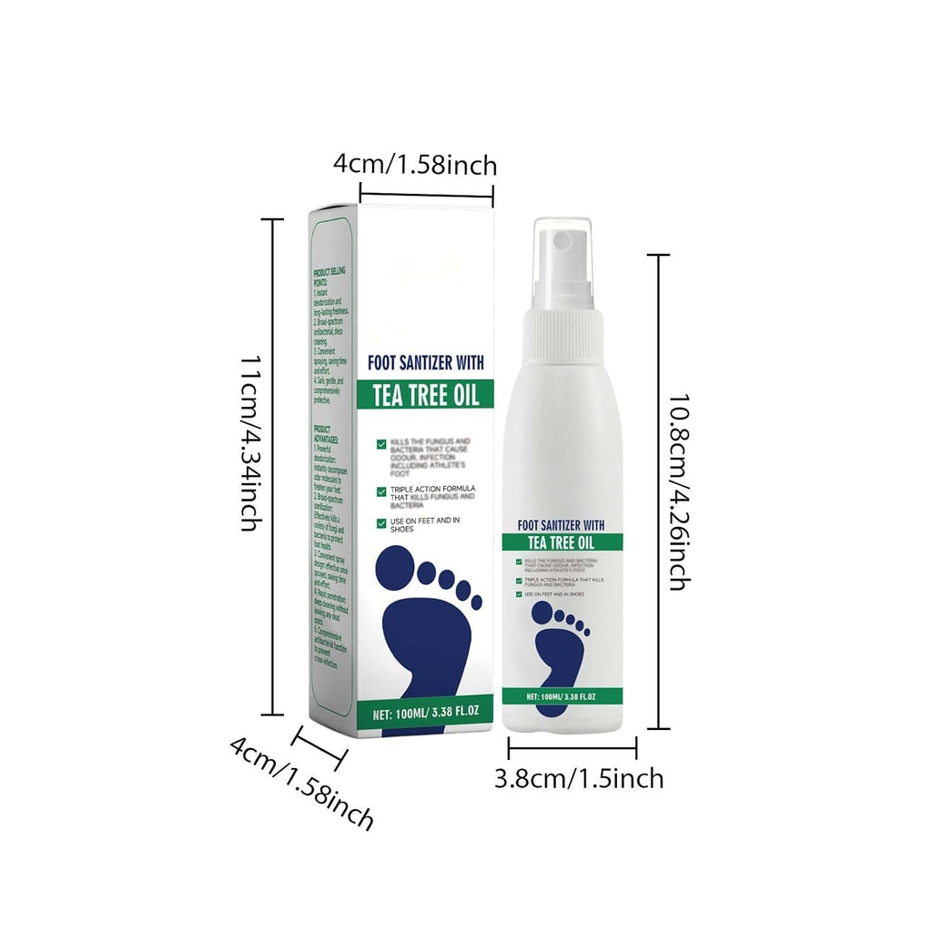 100ml Tea Tree Oil Antimicrobial Foot Sanitizer Spray Clearance, Natural Foot Odor Eliminator, Anti-Fungal Athlete’s Foot Treatment Mist for Feet & Shoes