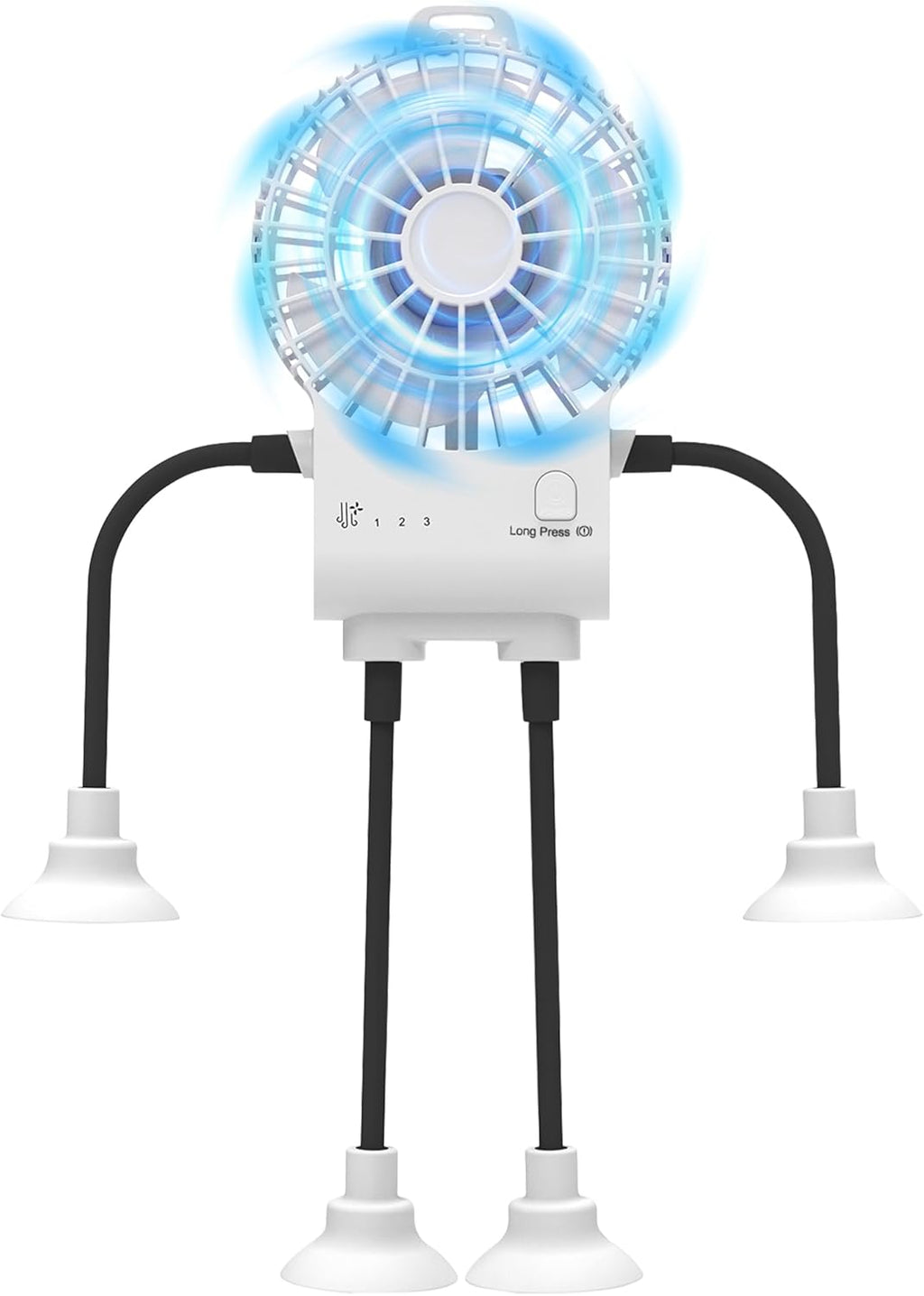 Multi-Scene Suction Mount Robot Mini Fan Clearance Stock 5295Pcs, USB Rechargeable Small Personal Fan