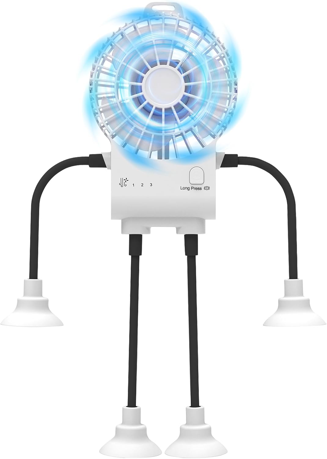 Multi-Scene Suction Mount Robot Mini Fan Clearance Stock 5295Pcs, USB Rechargeable Small Personal Fan