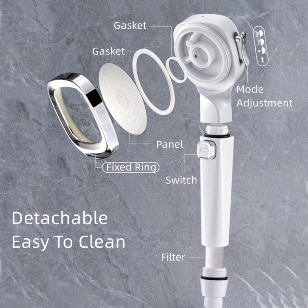 13752Pcs Clearance Mixed Color High Pressure Handheld Shower Head, 3 Spray Modes with One-Click Water Stop Button, Turbo Pressurized Water Saving Bathroom Shower Nozzle