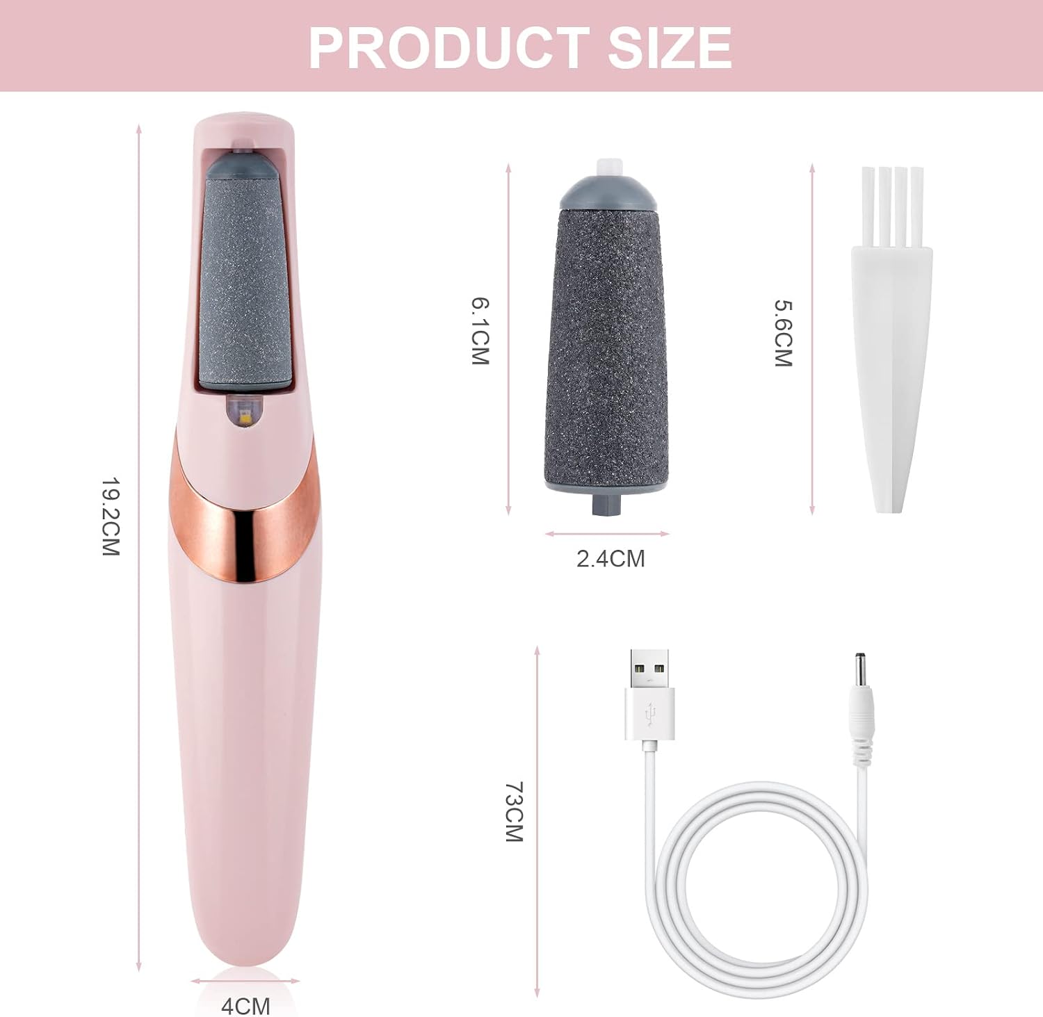 Rechargeable Electric Foot Callus Remover Clearance, Dual Speed Pedicure Tool with 2 Replacement Roller Heads, USB Charging Dead Skin Hard Cracked Heel Foot File for Home Foot Spa