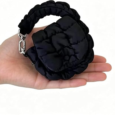 Quilted Mini Pouch Clearance, Ruched Cloud Tiny Coin Purse, Portable Keychain Zipper Wallet with Handle, Women Small Lipstick Earphone Bag