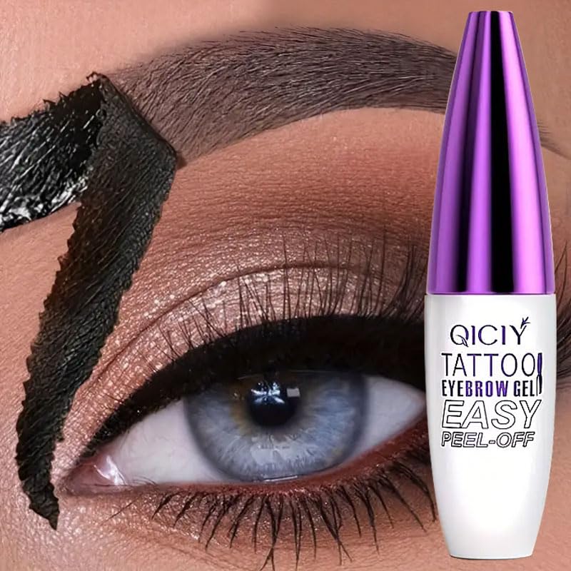 QICIY Peel Off Tattoo Eyebrow Gel Clearance, 3 Days Long Lasting Tint Brow Dye, Waterproof Sweat Resistant Easy Peel Off Eyebrow Tattoo Gel 3 Shades Available 10g