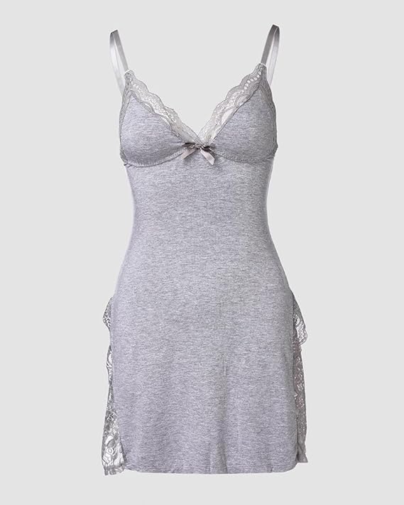 Assorted Shades & Full Size Bulk Clearance Lot V Neck Lace Detail Women Night Chemise, Slim Sleeveless Bedroom Lingerie Total 1857 Units