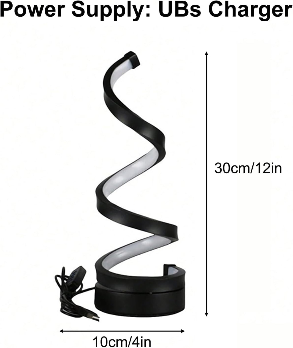 Modern Spiral LED Table Lamp Clearance, Flexible Curved Ribbon Desk Lamp Dimmable Warm Light, Minimalist Art Sculpture Night Light for Bedroom Office Decor