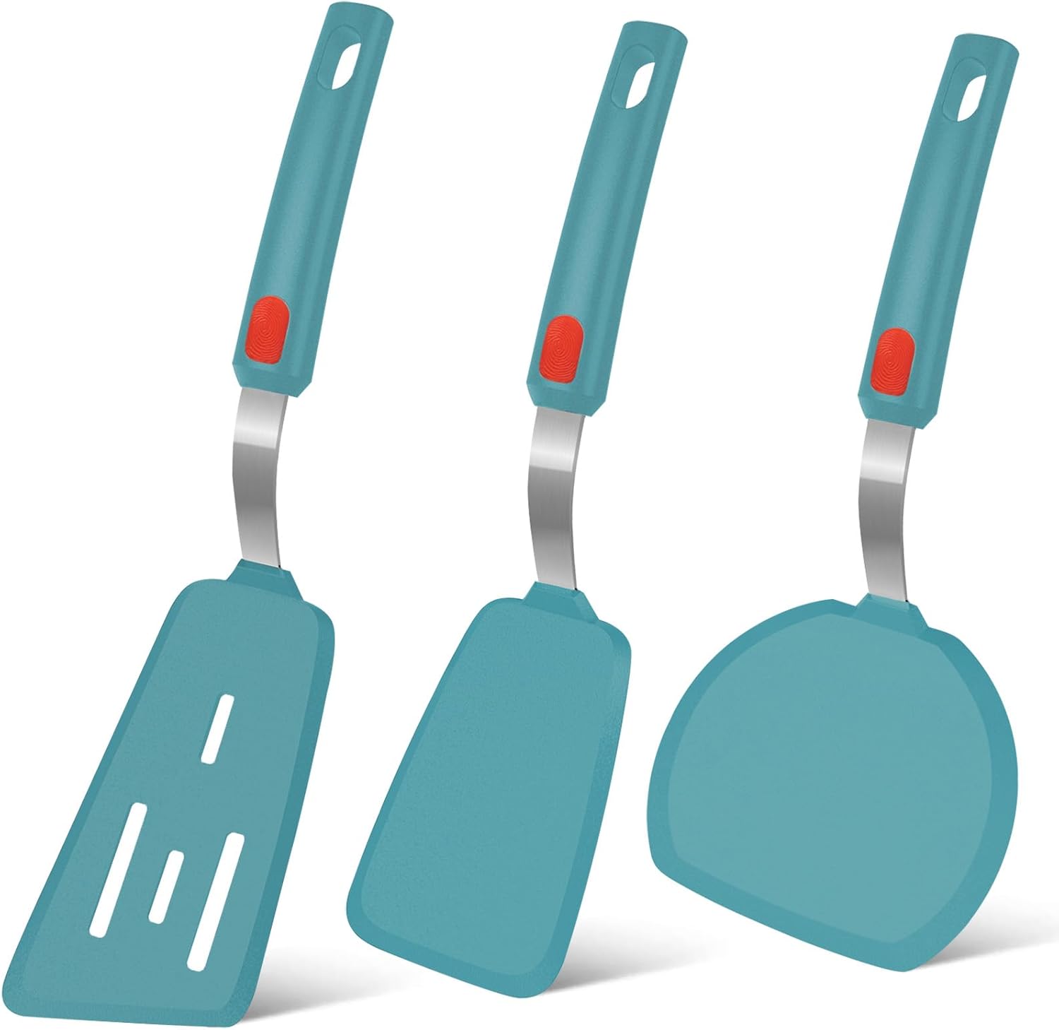 Heat Resistant Silicone Cooking Turner Set of 3 with Stainless Steel Handle, Clearance Bulk Stock 150 Sets Non Stick Kitchen Spatula Kit
