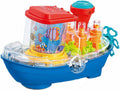 Electric Transparent Gear Boat Toy Clearance, Universal Walking Ship with Flashing Lights & Music, Ocean Sea Animal Mechanical Toy for Toddlers