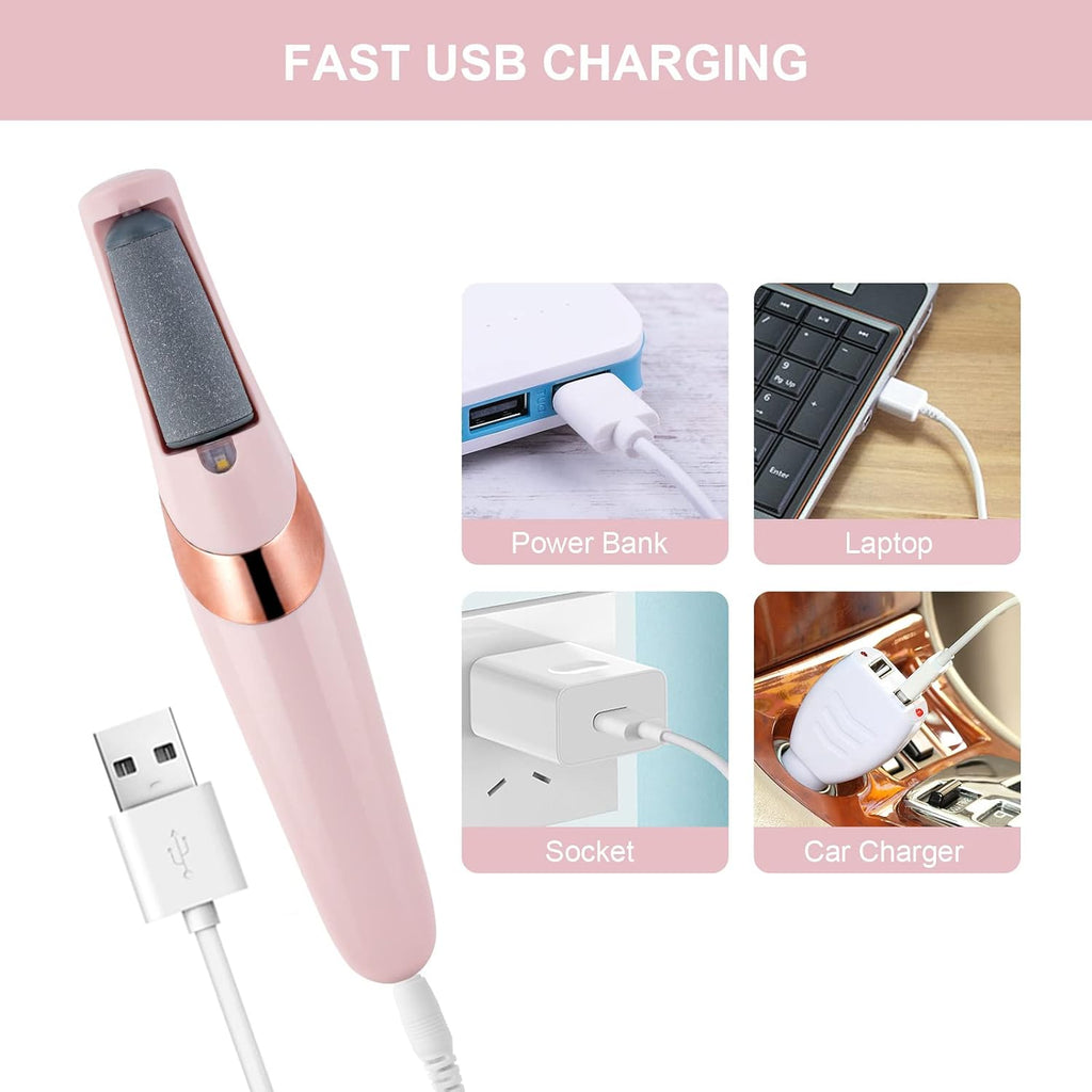 Rechargeable Electric Foot Callus Remover Clearance, Dual Speed Pedicure Tool with 2 Replacement Roller Heads, USB Charging Dead Skin Hard Cracked Heel Foot File for Home Foot Spa